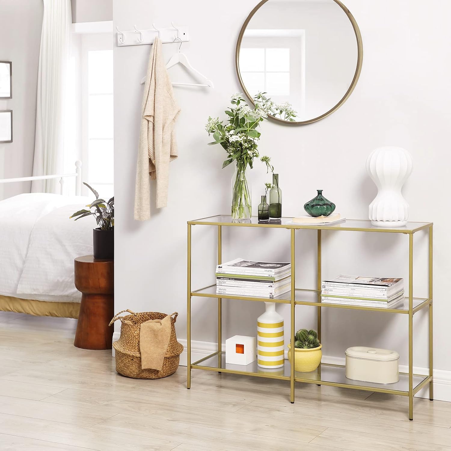 Thumbnail 6 de VASAGLE LGT27G Console Table, 3-Tier Tempered Glass, Gold Metal Frame