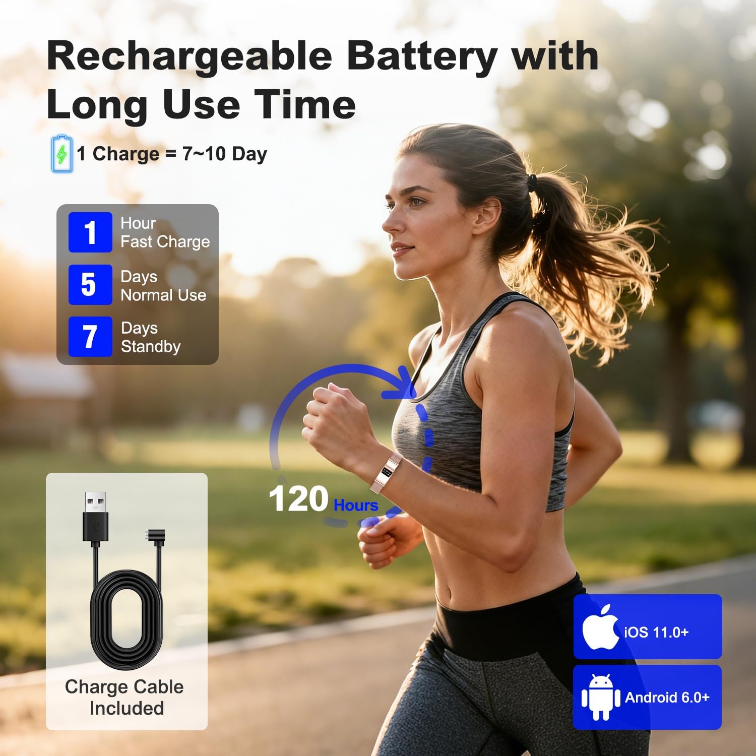 Detalle de Smartwatch Fitness Tracker Impermeabile con cardiofrequenzimetro, SpO2 e monitoraggio del sonno (compatibile Android e iOS)