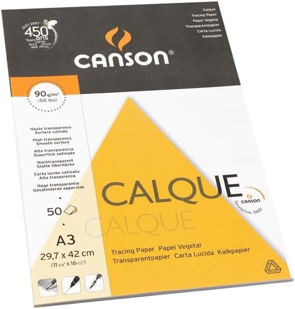 Thumbnail 4 de CANSON Bloc calque satin 90/95 g/m² — 50 feuilles A3, surface satinée