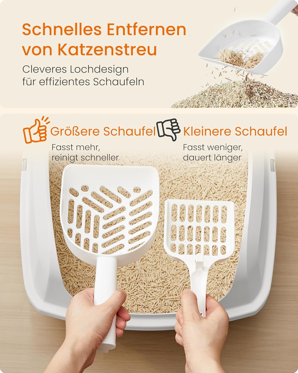 Thumbnail 4 de Feandrea Katzenklo mit hohen Seitenwänden, XL, offene Katzentoilette (PPT009W101) – mit Schaufel