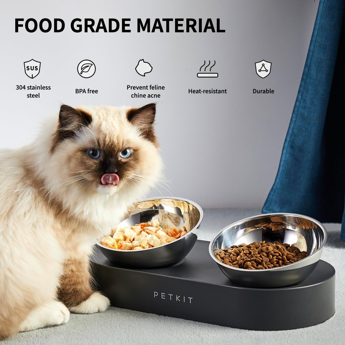 Detalle 2 de PETKIT Cat Bowls with Stand Tilted 480ml