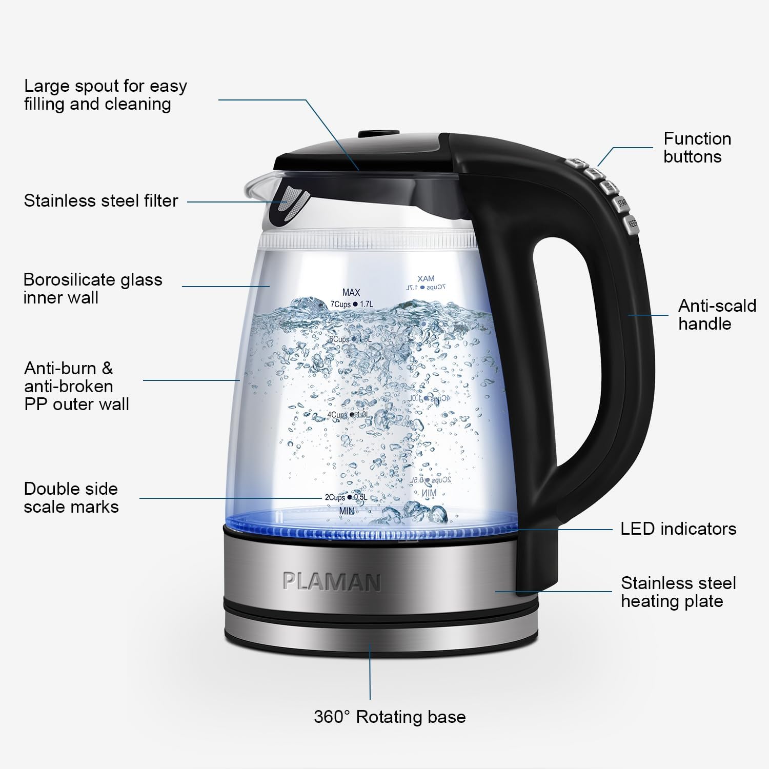 Thumbnail 6 de 1500W Electric Kettle with Temperature Control