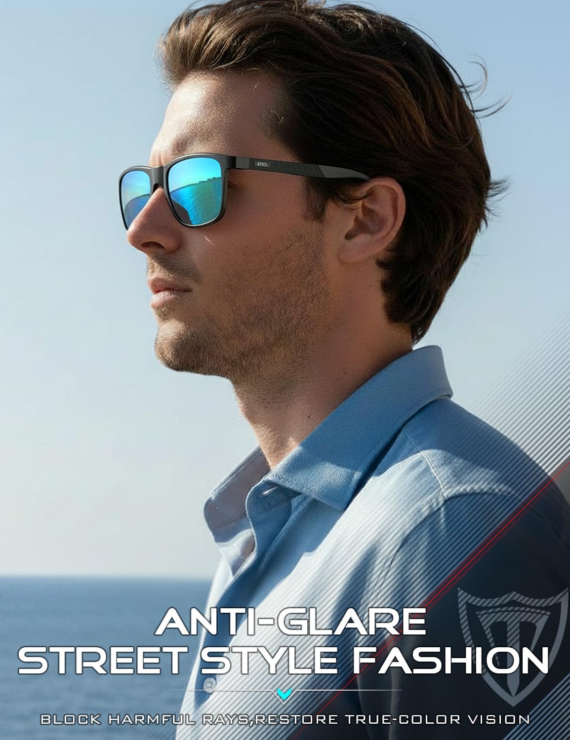 Thumbnail 2 de ATTCL Polarised Sunglasses for Men with UV400 Protection and HD TAC Lenses (Square Driving Shades)