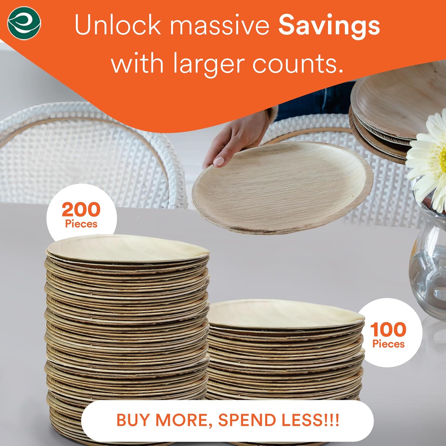 Thumbnail 3 de ECO SOUL Palm Leaf Plates 6” (15cm) Round, 25 Count – compostable disposable dinner plates