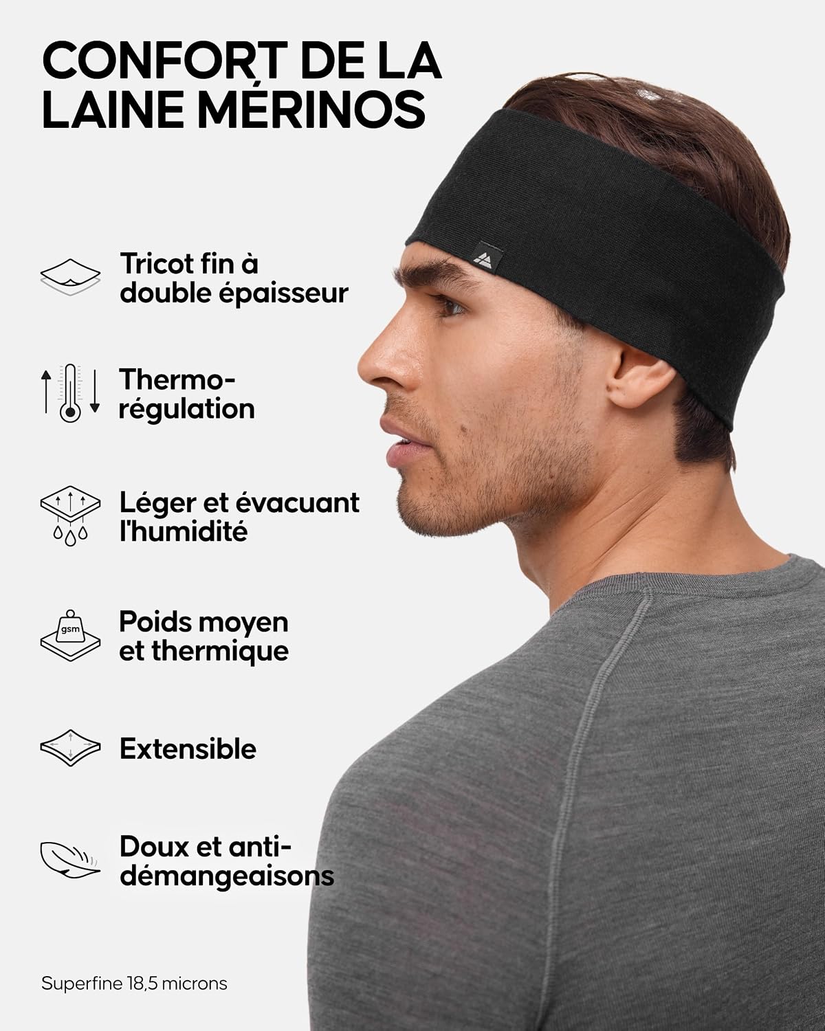Detalle 2 de DANISH ENDURANCE Bandeau Mérinos 180 g/m² 🧣