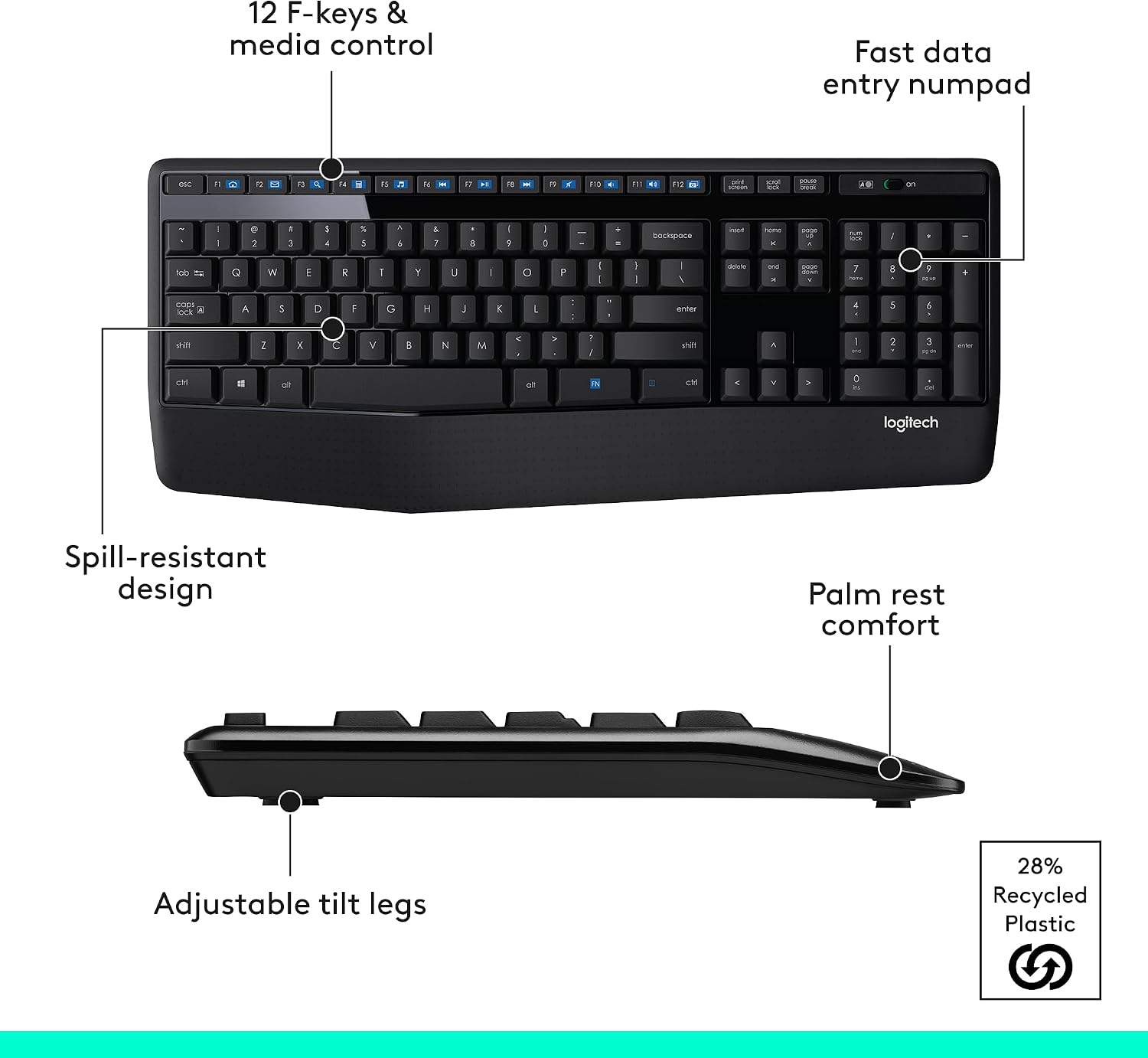 Thumbnail 6 de Logitech MK345 Full Size Wireless Keyboard and Mouse Combo – Black