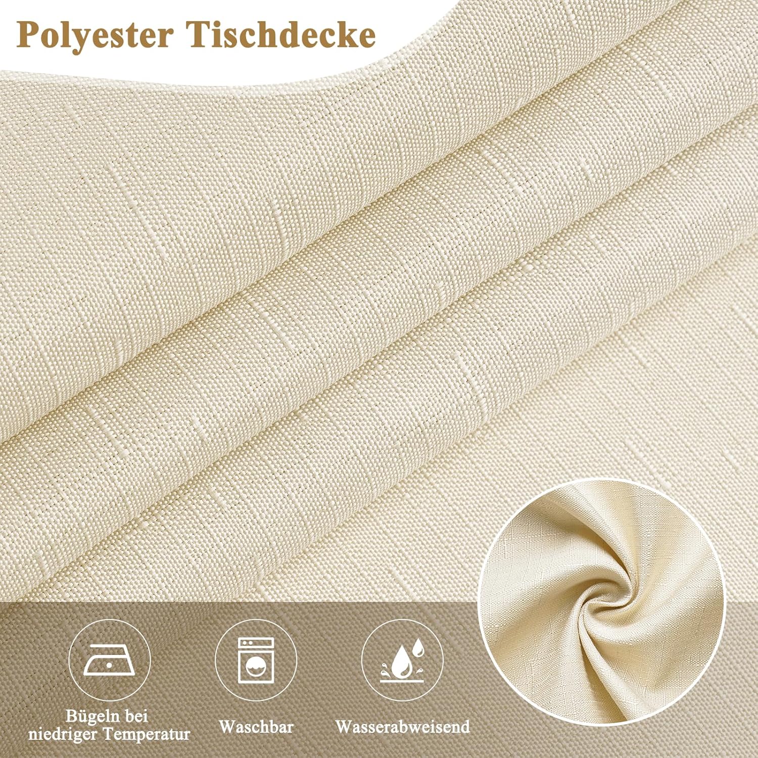 Thumbnail 3 de AooHome Tischdecke abwaschbar Beige (Leinen-Optik), 100x140 cm – wasserabweisend mit Lotuseffekt