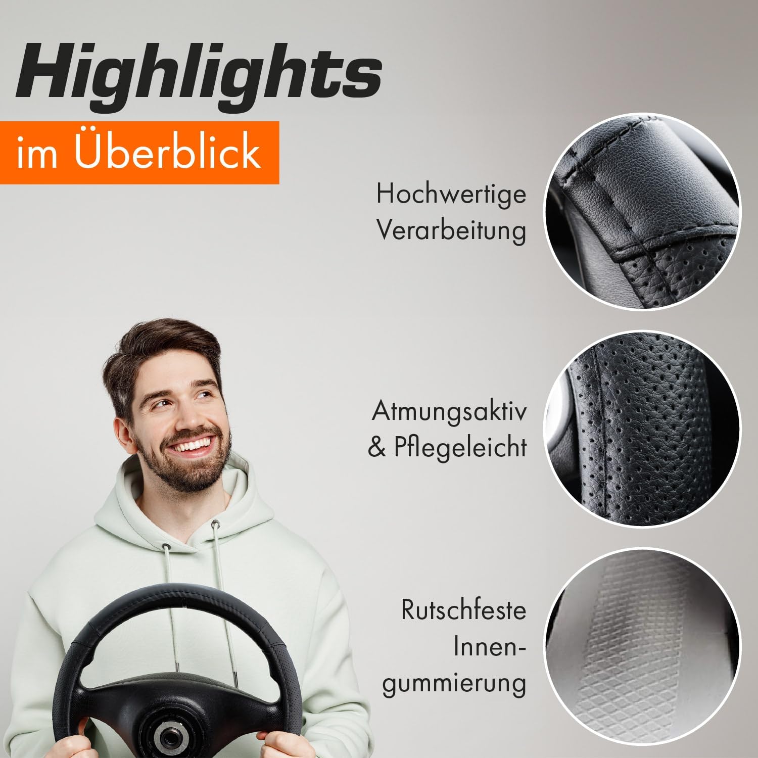 Detalle de Upgrade4cars LKW Lenkradbezug 44-46 cm