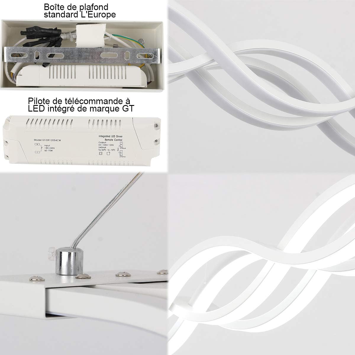 Detalle 2 de LIUSUN LIULU® Suspension LED Dimmable Moderne – Lustre réglable 3000K–6000K pour Cuisine, Salle à Manger et Salon