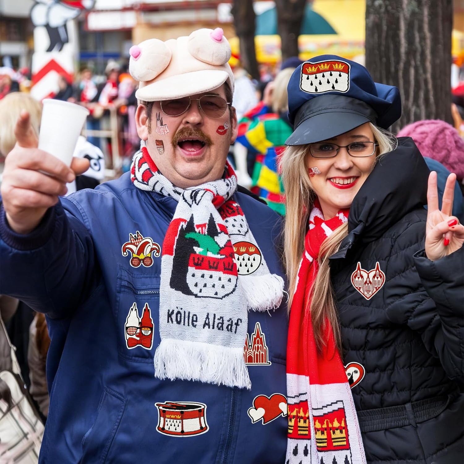 Detalle 2 de 10 Stück Kölner Karneval Rot Weiß Bügelflicken – Bügelbilder für Textilien