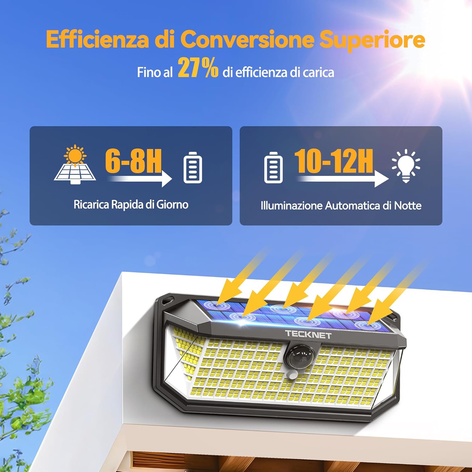 Thumbnail 1 de TECKNET Faretto solare 416 LED con sensore di movimento