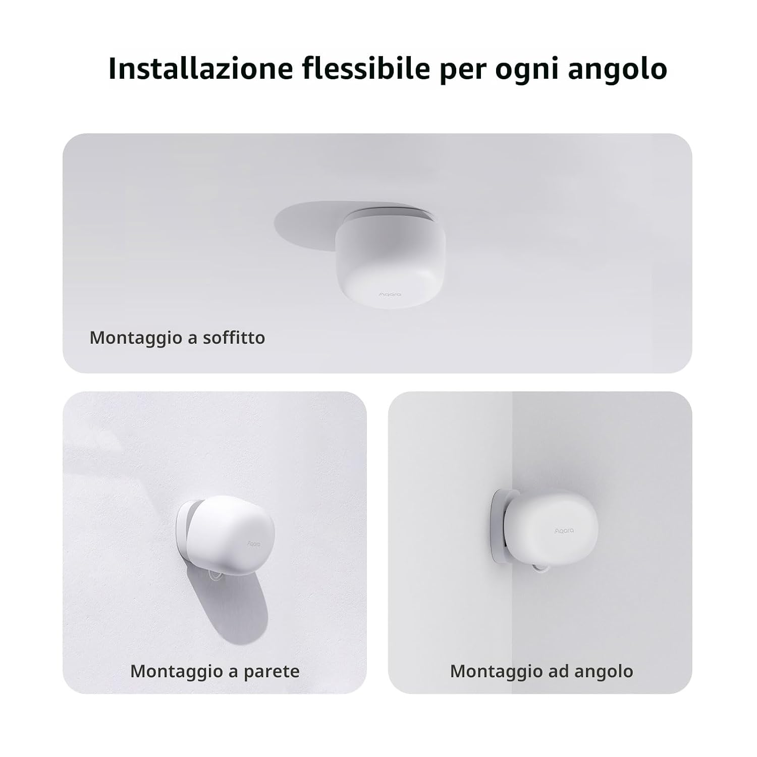 Detalle de Aqara Sensore di Presenza FP1E Zigbee 3.0: rilevamento preciso con AI e workflow Matter-over-bridge