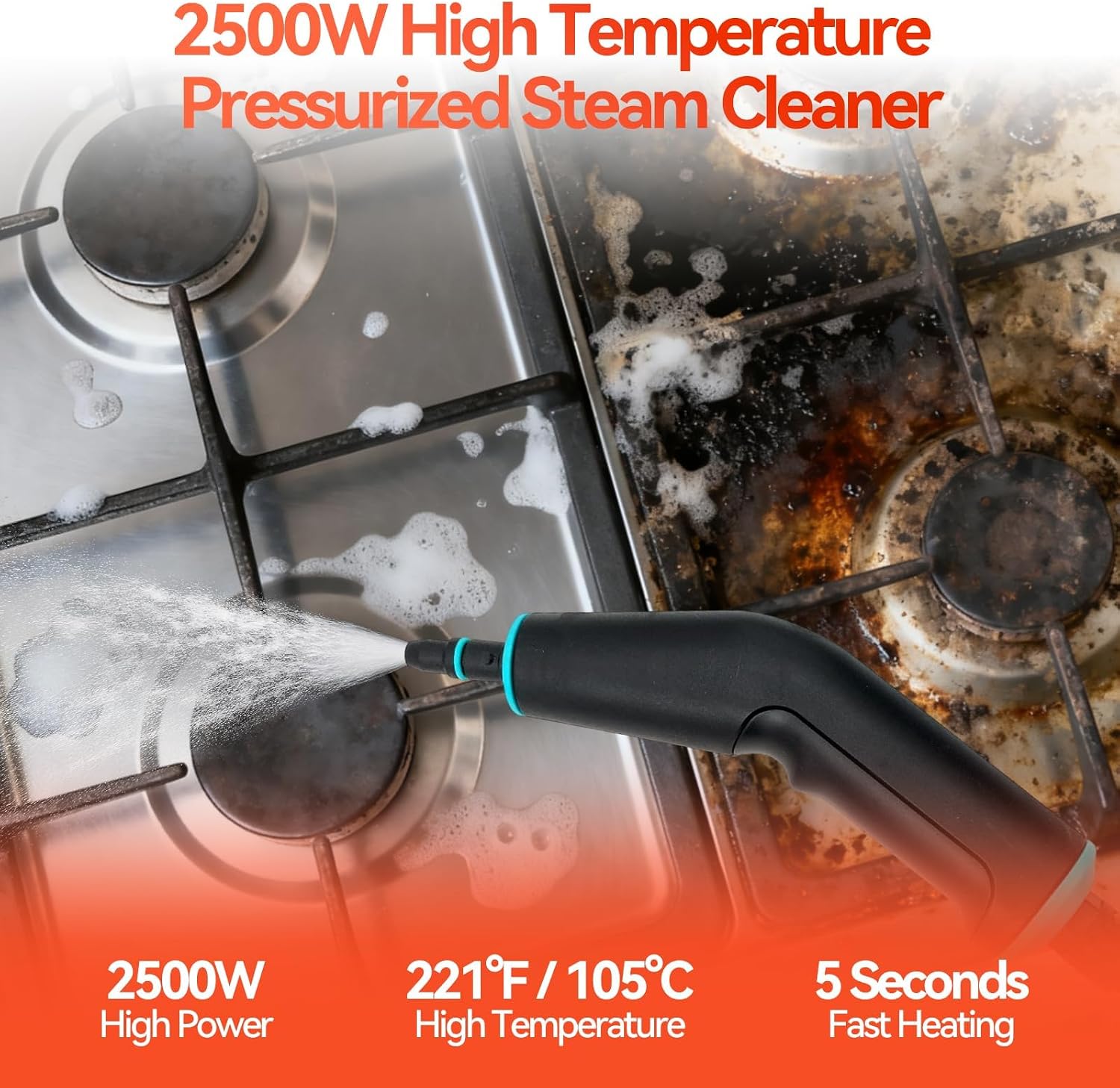 Thumbnail 4 de VniYors 2500W Handheld Steam Cleaner (6-Speed Portable Steamer, Large Tank, 10 Accessories)