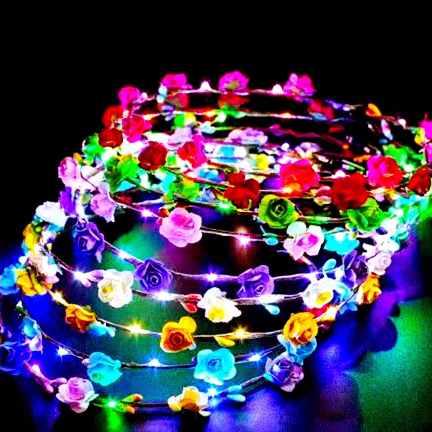 Detalle 2 de PTHTECHUS FKH-12 LED-Blumenkranz Stirnband, 12er-Set 🎀