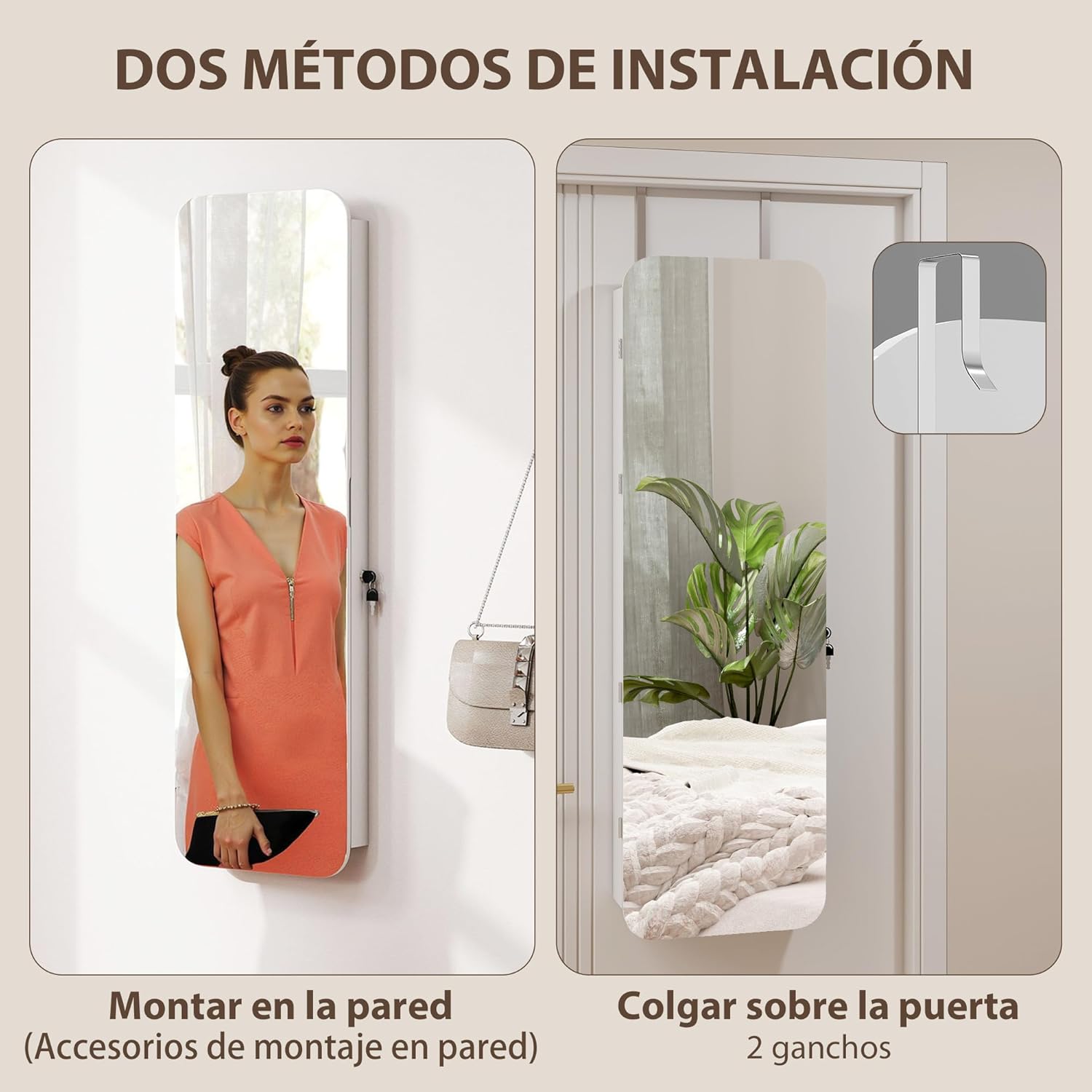 Thumbnail 5 de HOMCOM espejo joyero con luz LED 120 cm