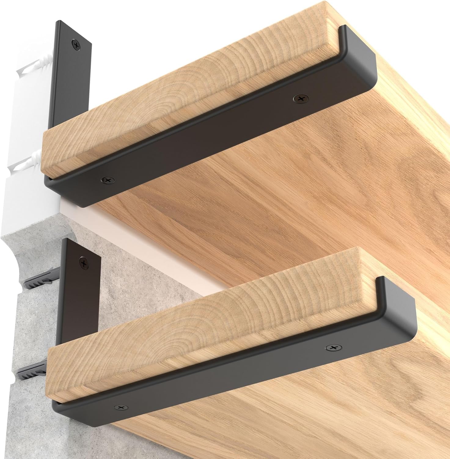 Detalle de LEOPO 1125-12 Shelf Brackets, 12-Pack Black 1/5-Inch J-Style Supports