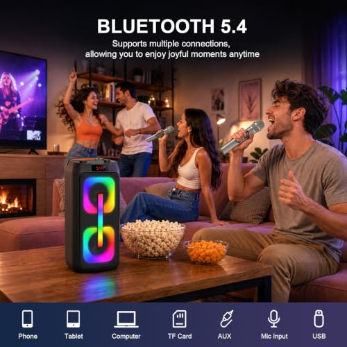Detalle 2 de Gesnada K68: Máquina de Karaoke con 2 micrófonos inalámbricos y Altavoz Bluetooth