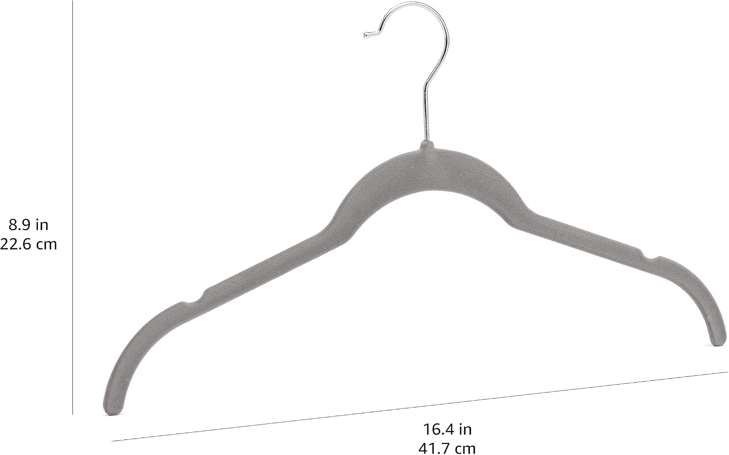 Detalle 2 de Amazon Basics aksamitne wieszaki na ubrania, szare, wąskie, 100 sztuk