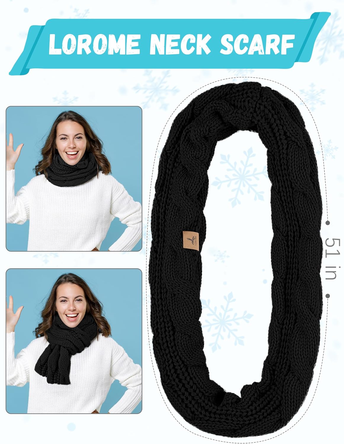 Detalle 2 de Winter Beanie Hat Scarf Gloves Set, Touchscreen Pack 🧣