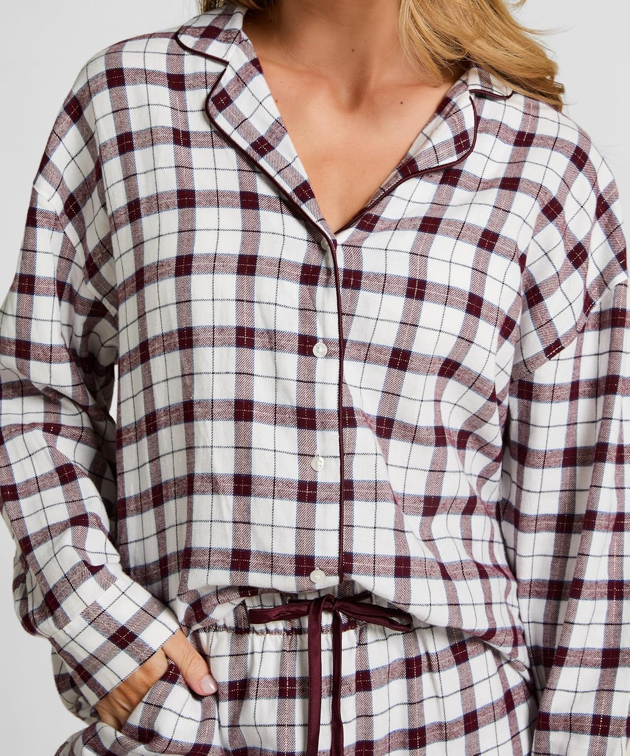 Detalle de Hunkemöller Pyjamatop aus Flanell Gardenia – Größe S