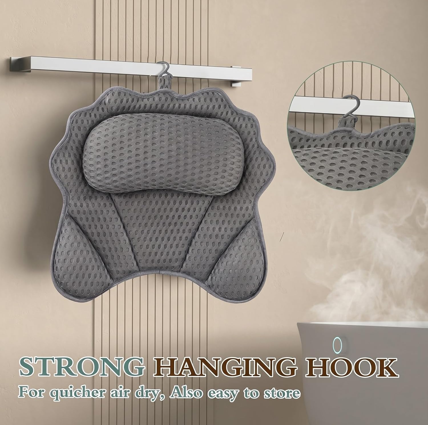 Thumbnail 4 de RUVINCE Ergonomic bath pillow with 6 suction cups
