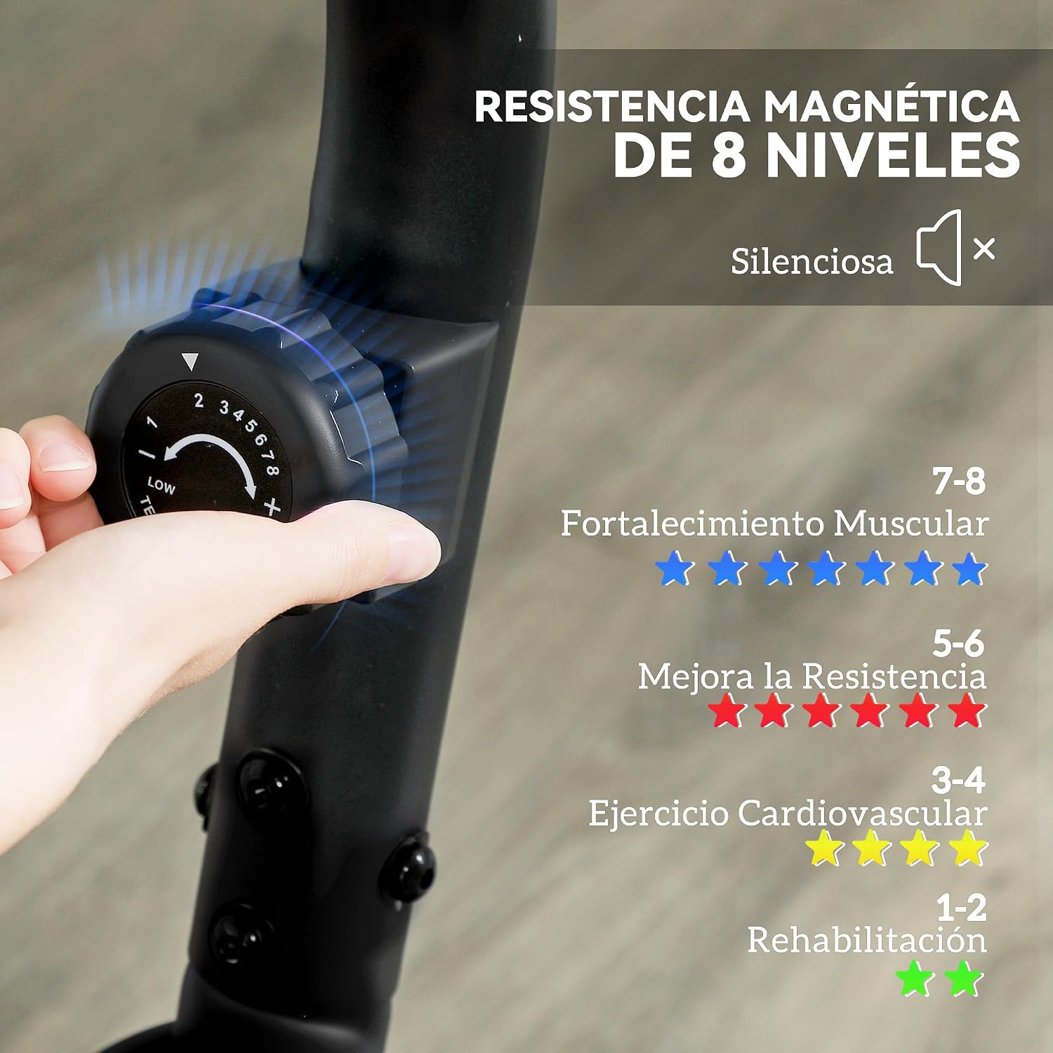 Detalle de SPORTNOW Bicicleta Estática Reclinada 8 niveles