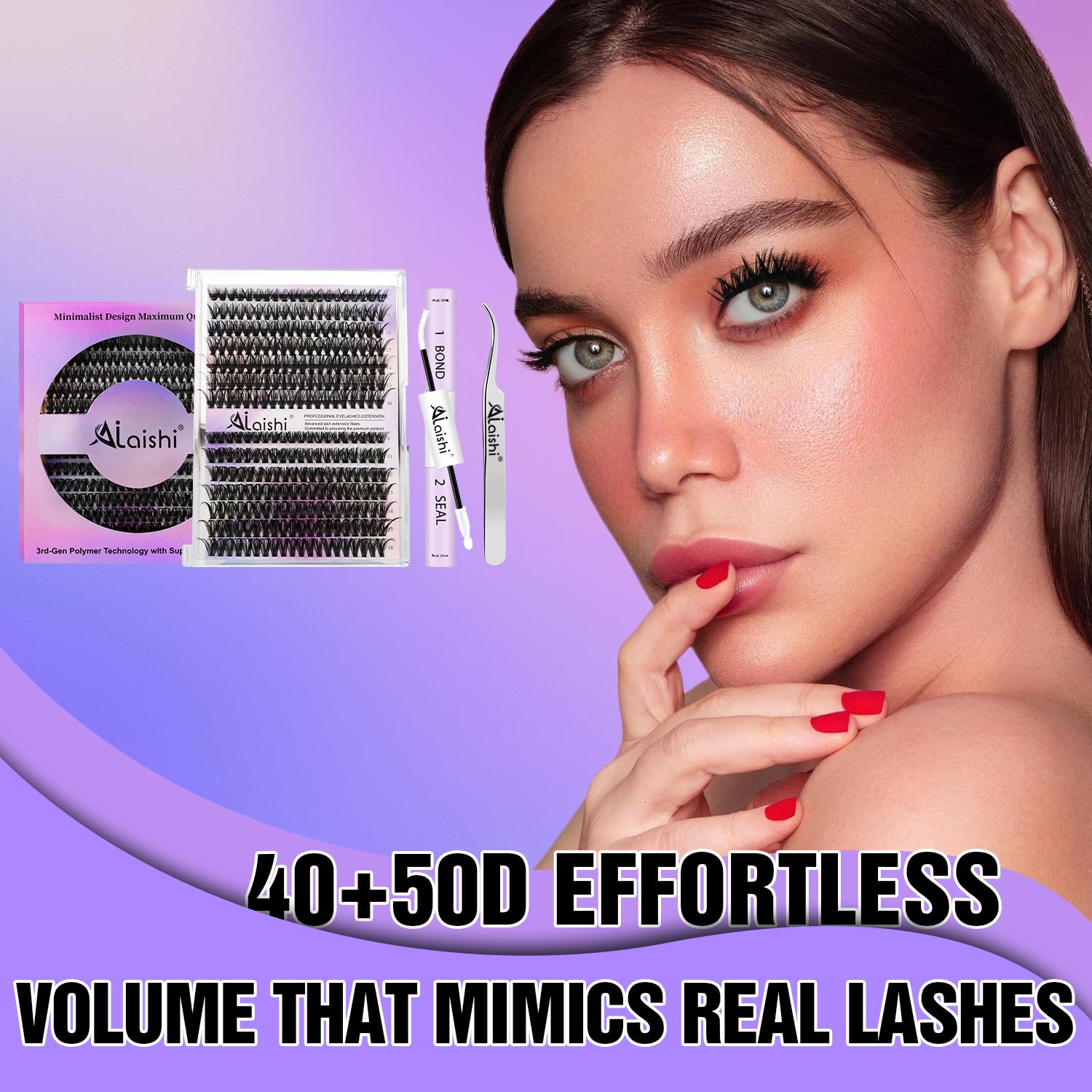 Thumbnail 1 de AILAISHI Wimpern Extensions Kit – 280 Stück Cluster Lashes 9–16 mm, 40D+50D D-Curl inkl. Bond & Seal