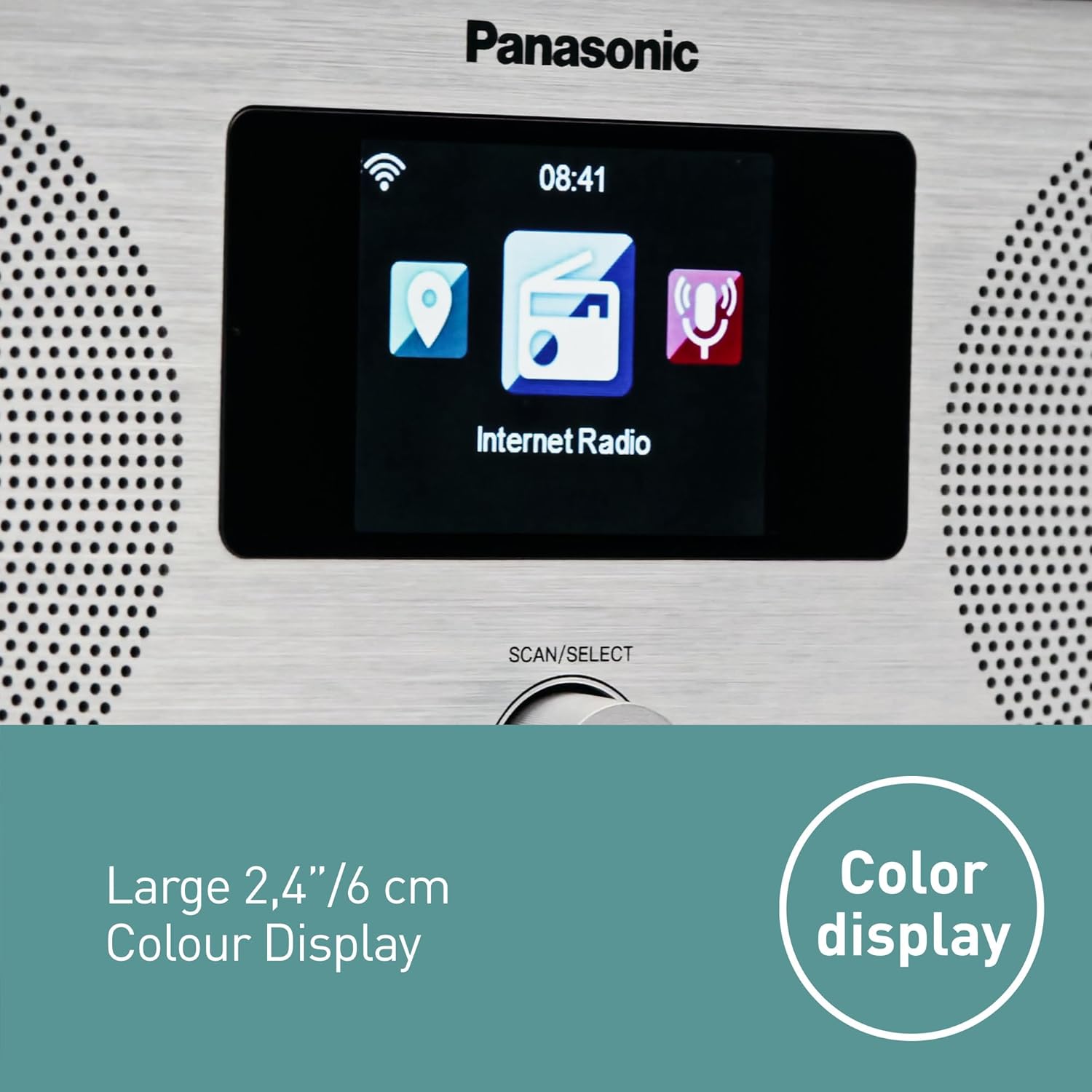 Detalle 2 de Panasonic RF-D40EG-K : radio Internet, DAB+/FM, Bluetooth et Wi‑Fi avec télécommande et écran couleur