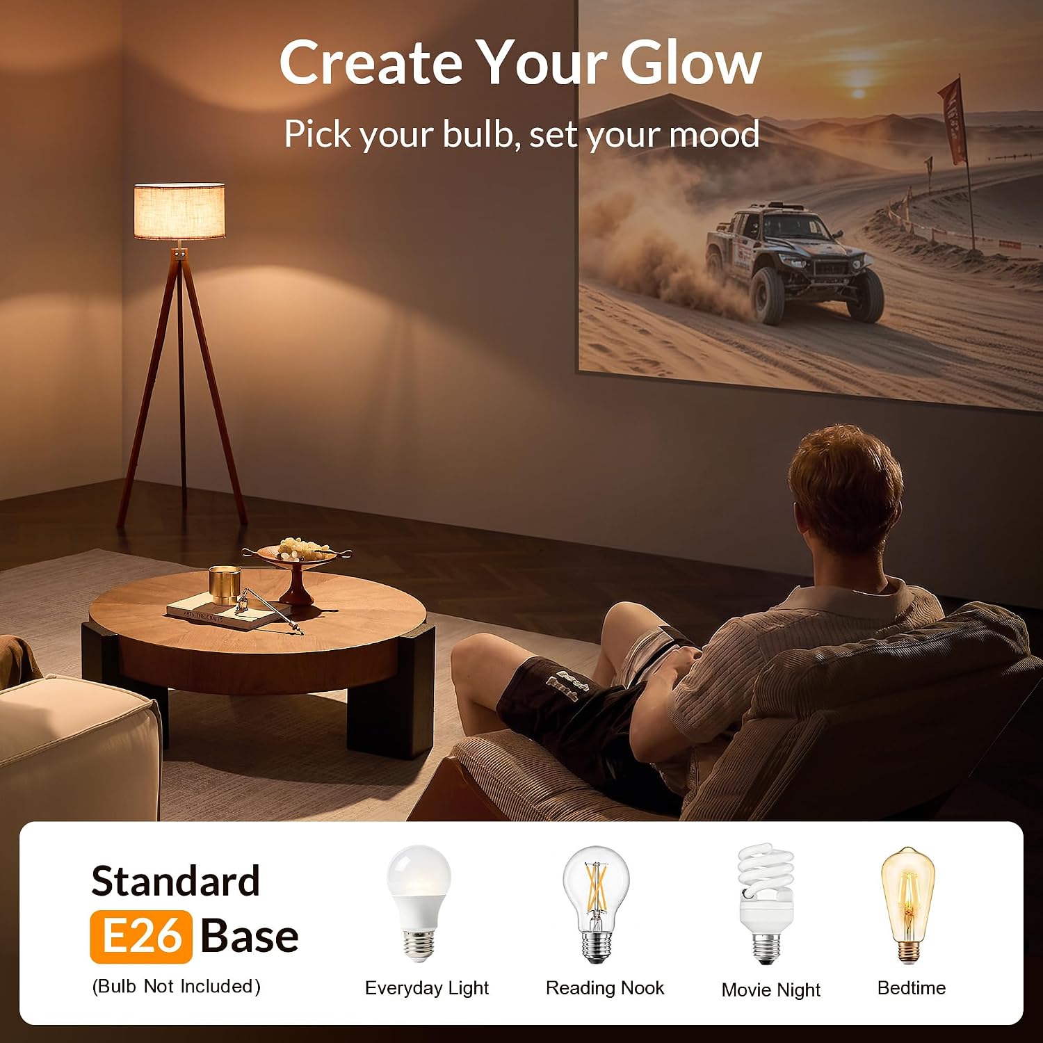 Thumbnail 6 de LEPOWER Tripod Floor Lamp, Mid-Century Wood Base, Linen Shade, E26 Socket