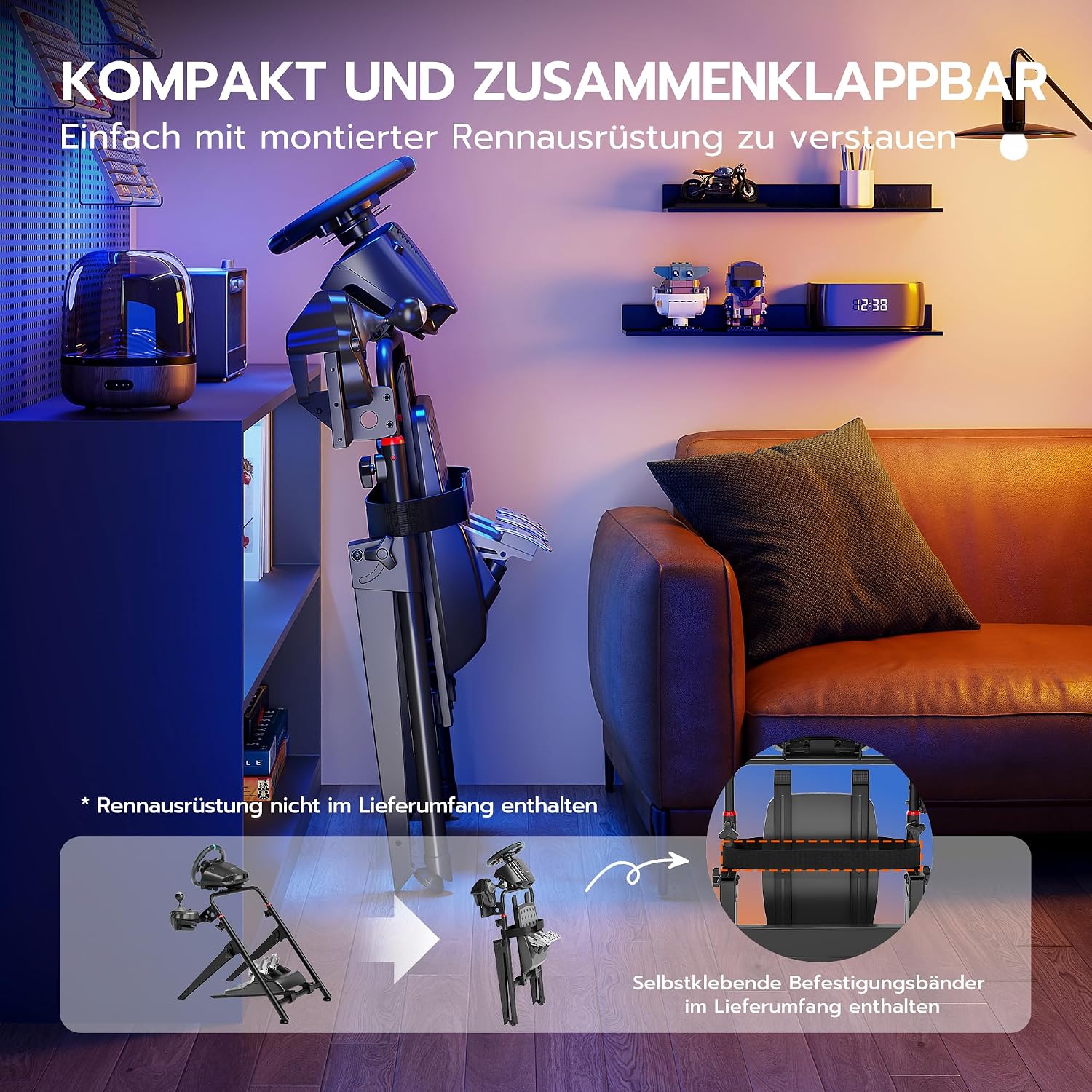 Thumbnail 2 de ARES WING Lenkradständer – stabiler, klappbarer Racing-SIM-Cockpit-Ständer, kompatibel mit Fanatec, Thrustmaster, Logitech, Moza & mehr