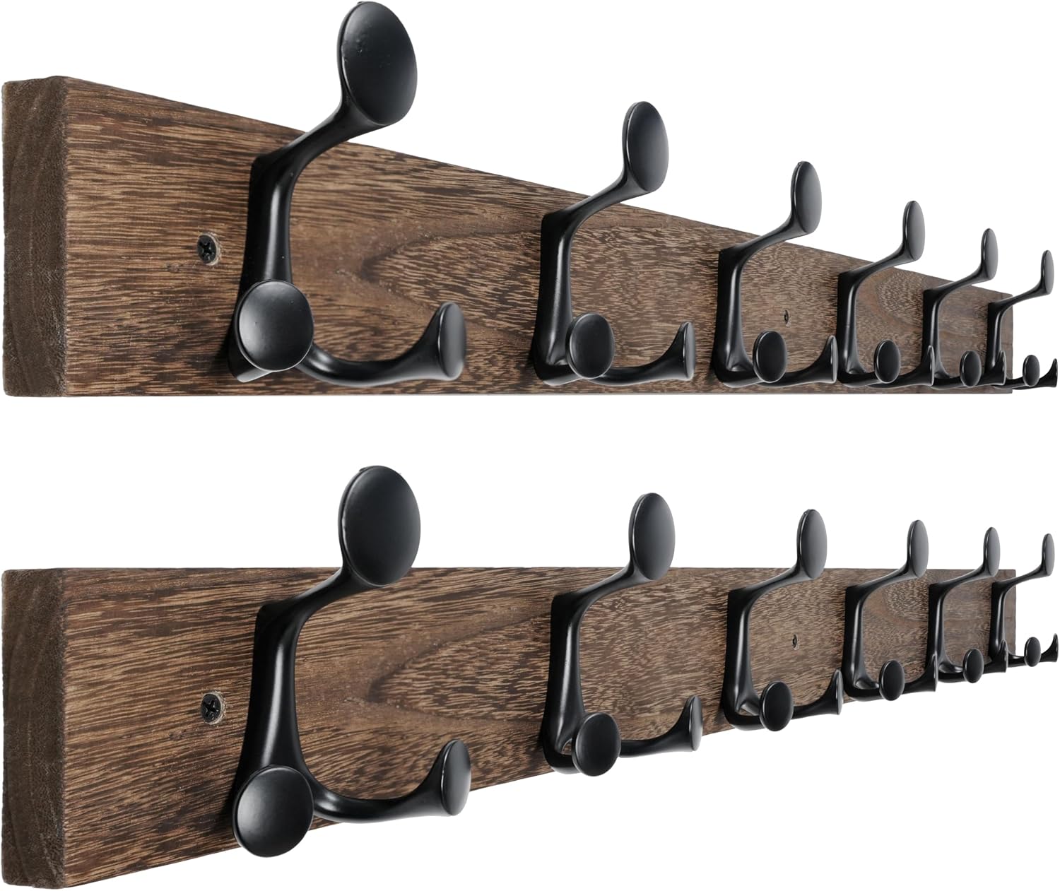 Detalle de WEBI WB-3Y-FHHG62 Solid Wood Wall Coat Rack, 36-Inch, Weathered Brown, 2-Pack