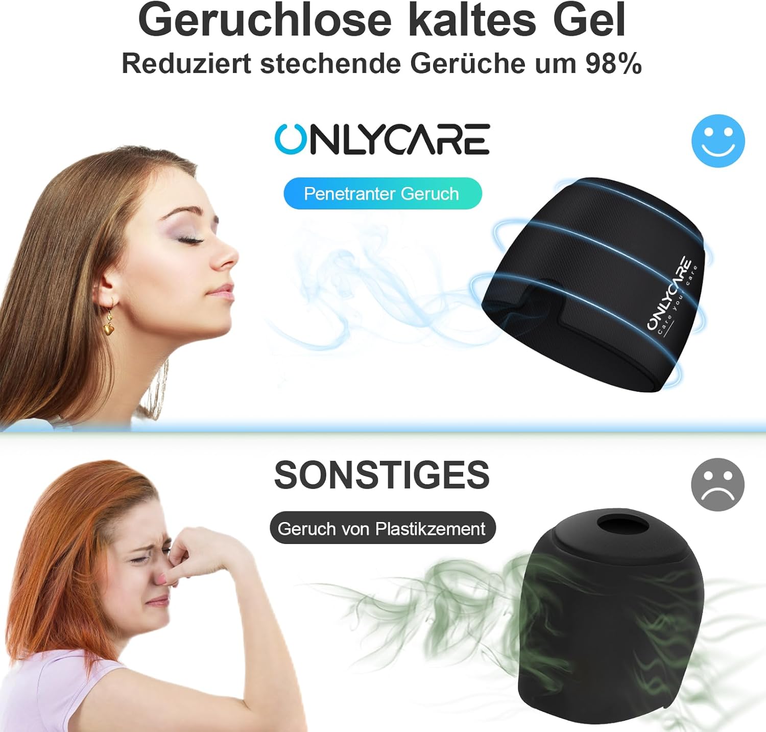 Detalle de ONLYCARE Masque Migraine Cap : bonnet froid en gel anti-migraine