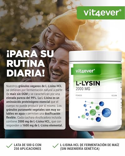 Thumbnail 1 de Vit4ever L-Lisina en polvo 500g | Vegan, Alta Solubilidad