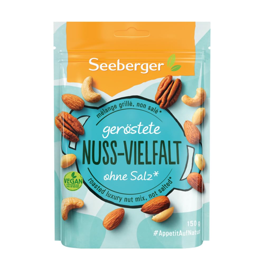 Detalle de Seeberger geröstete Nuss-Vielfalt 12er Pack (ungesalzen) – knusprige Nussmischung zum Mitnehmen