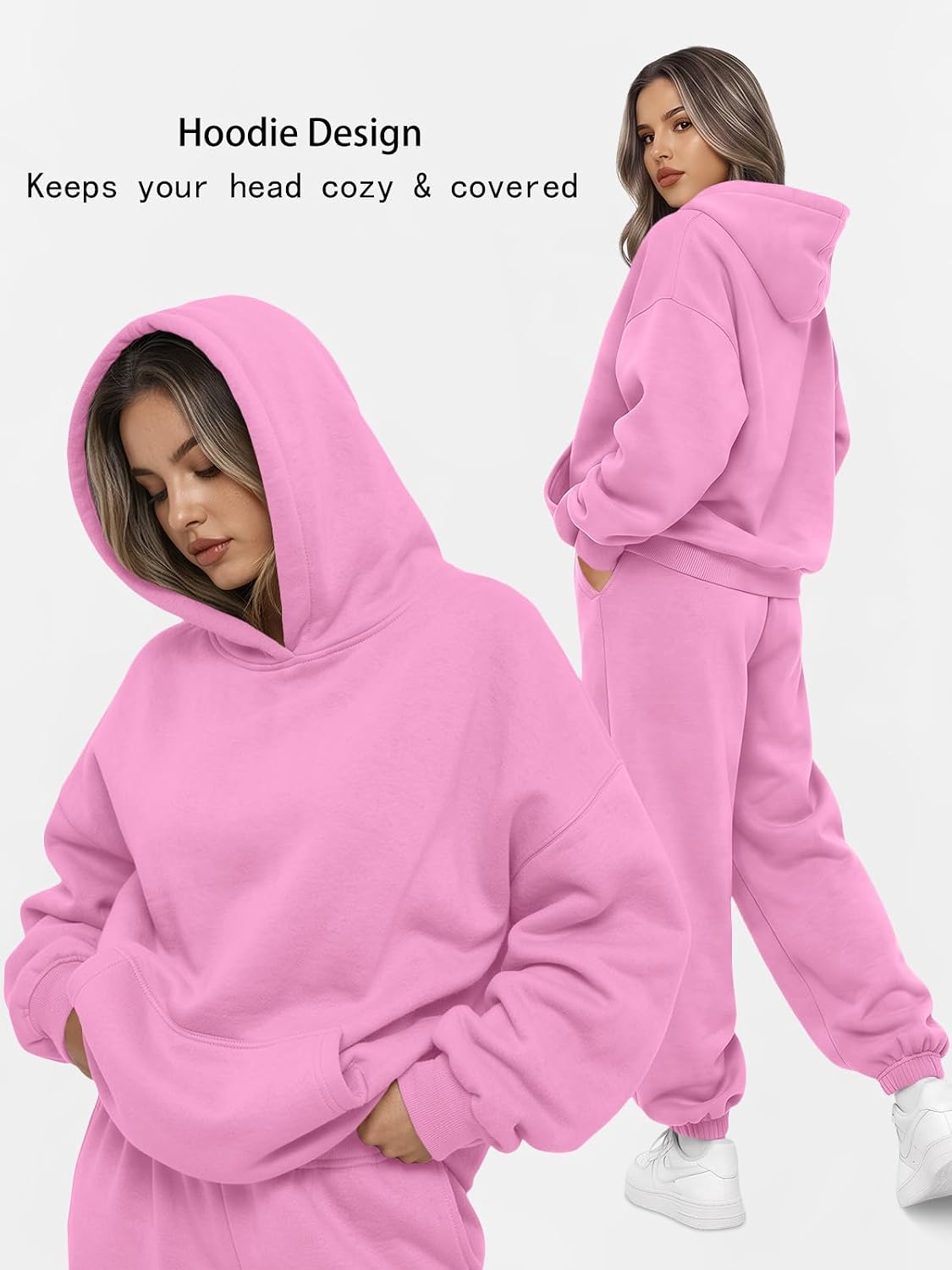 Detalle 2 de AUTOMET Women's 2-Piece Lounge Sweat Set with Oversized Hoodie and Pocket Joggers