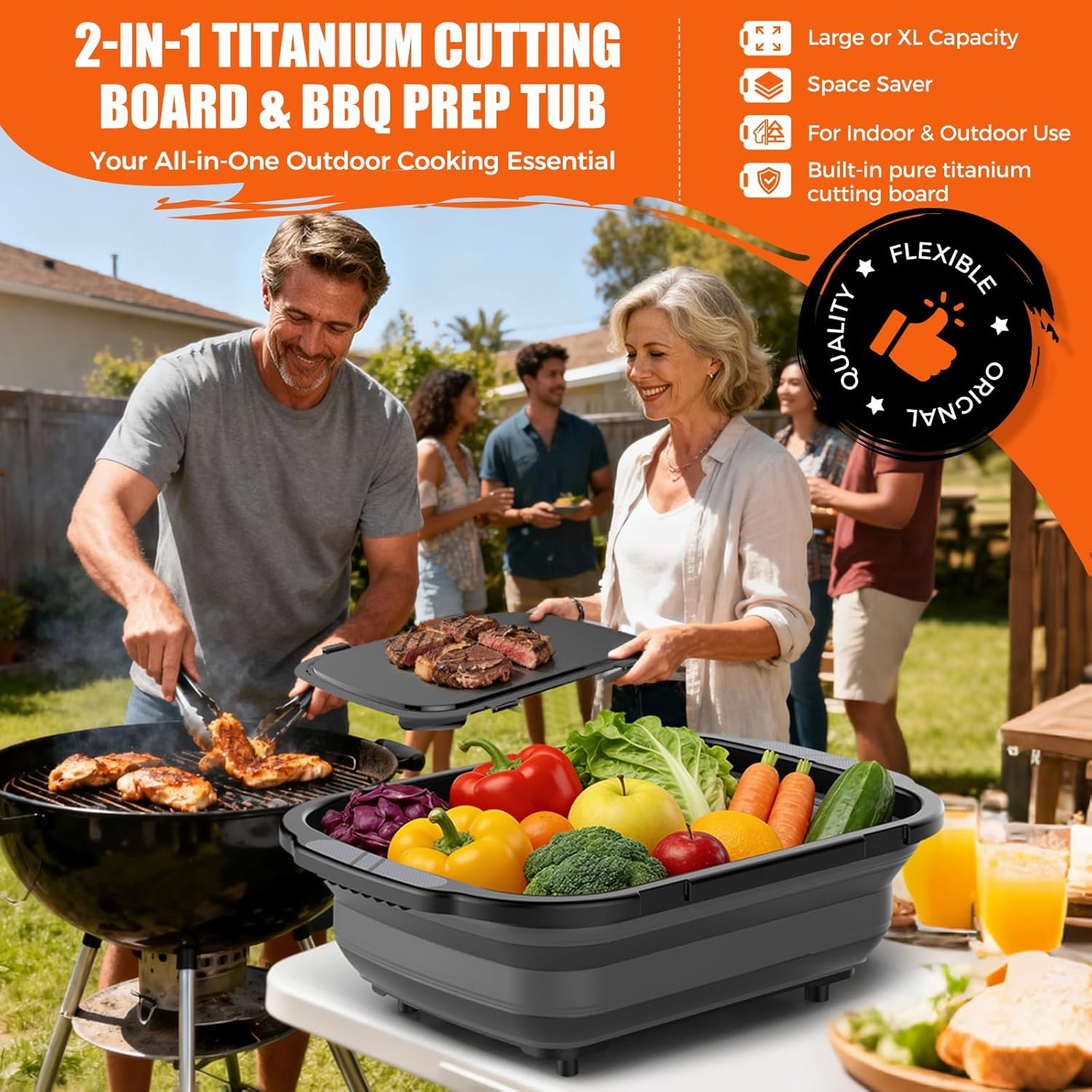 Thumbnail 1 de Foldable Titanium Prep Tub with Cutting Board — 5.3 Gallons / 20 L