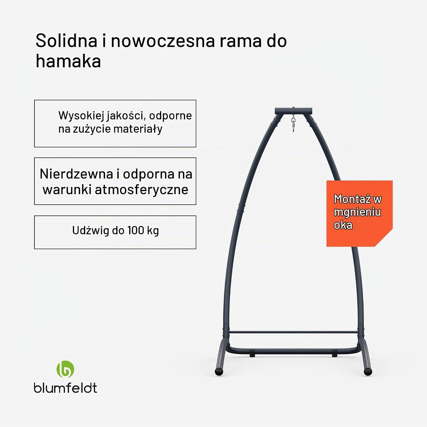 Detalle de blumfeldt GDI17-HS-SS-A – stalowy stojak do fotela wiszącego, antracytowy