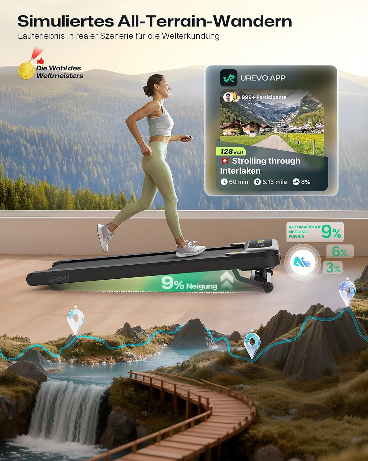 Detalle 2 de UREVO Smart Walking Pad 2,5 PS Laufband