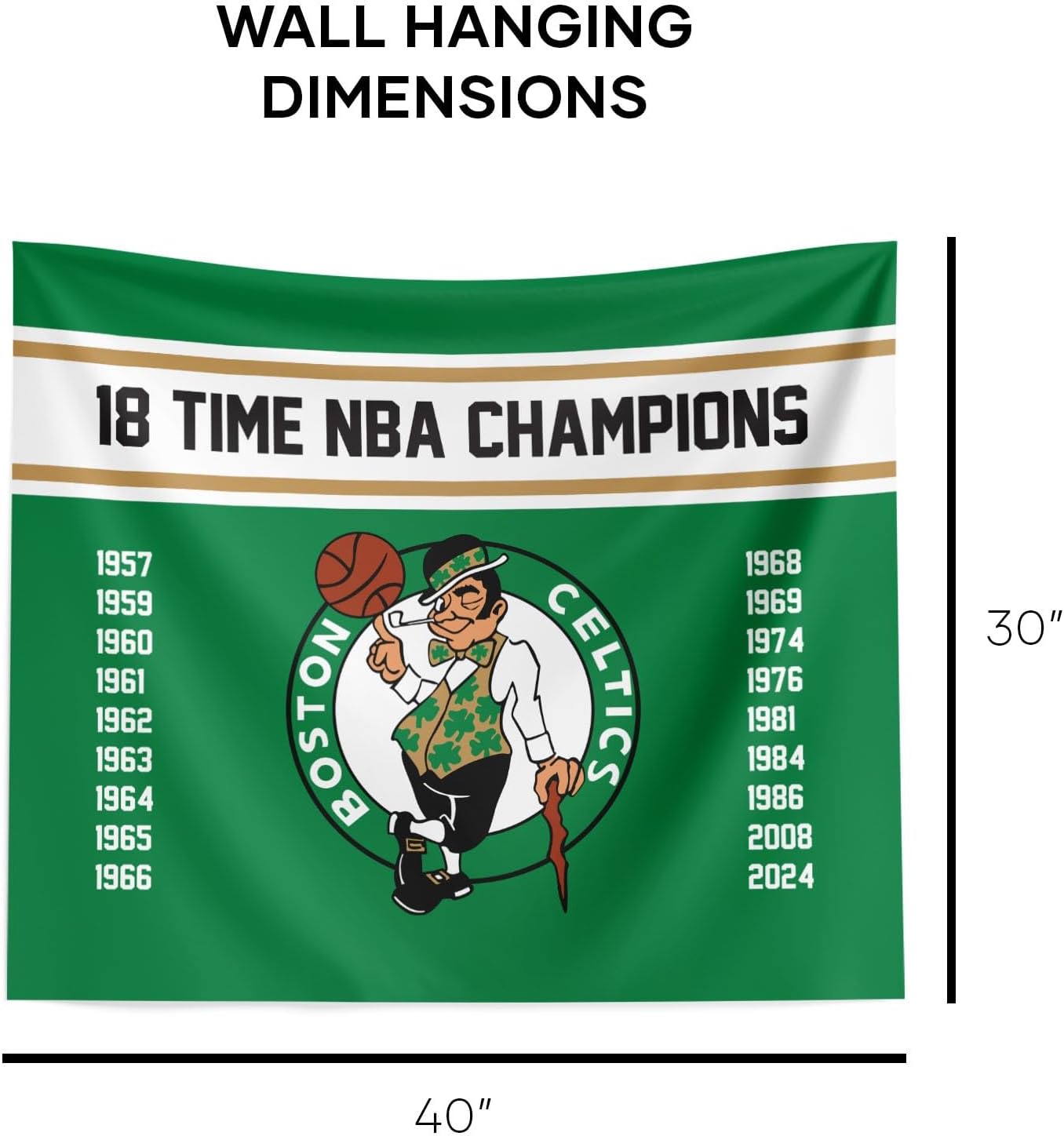 Detalle 2 de Northwest 2024 NBA Champions Boston Celtics Printed Wall Hanging Tapestry (34 x 40 in)