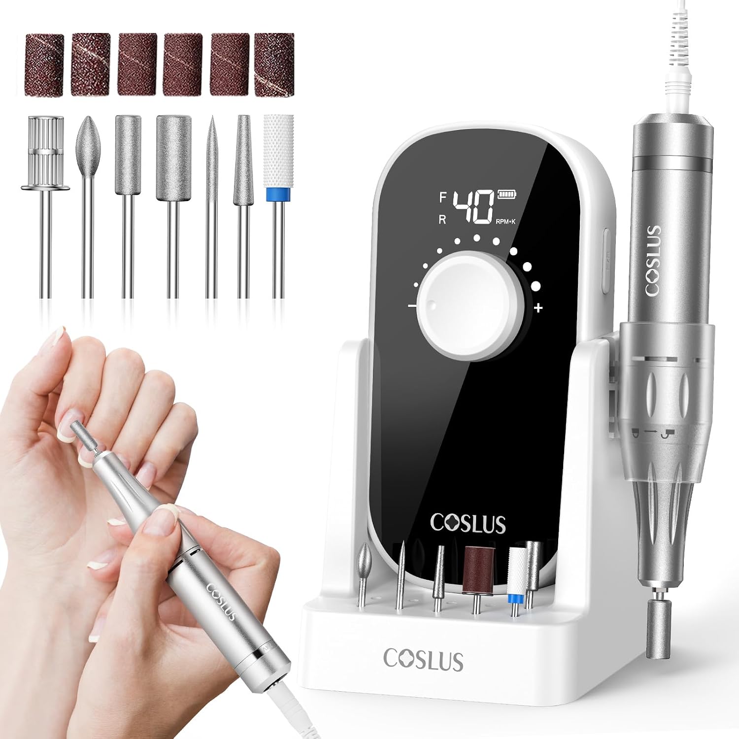 Detalle de COSLUS Elektrische Nagelfräser 40000 U/min – Nagelfeile