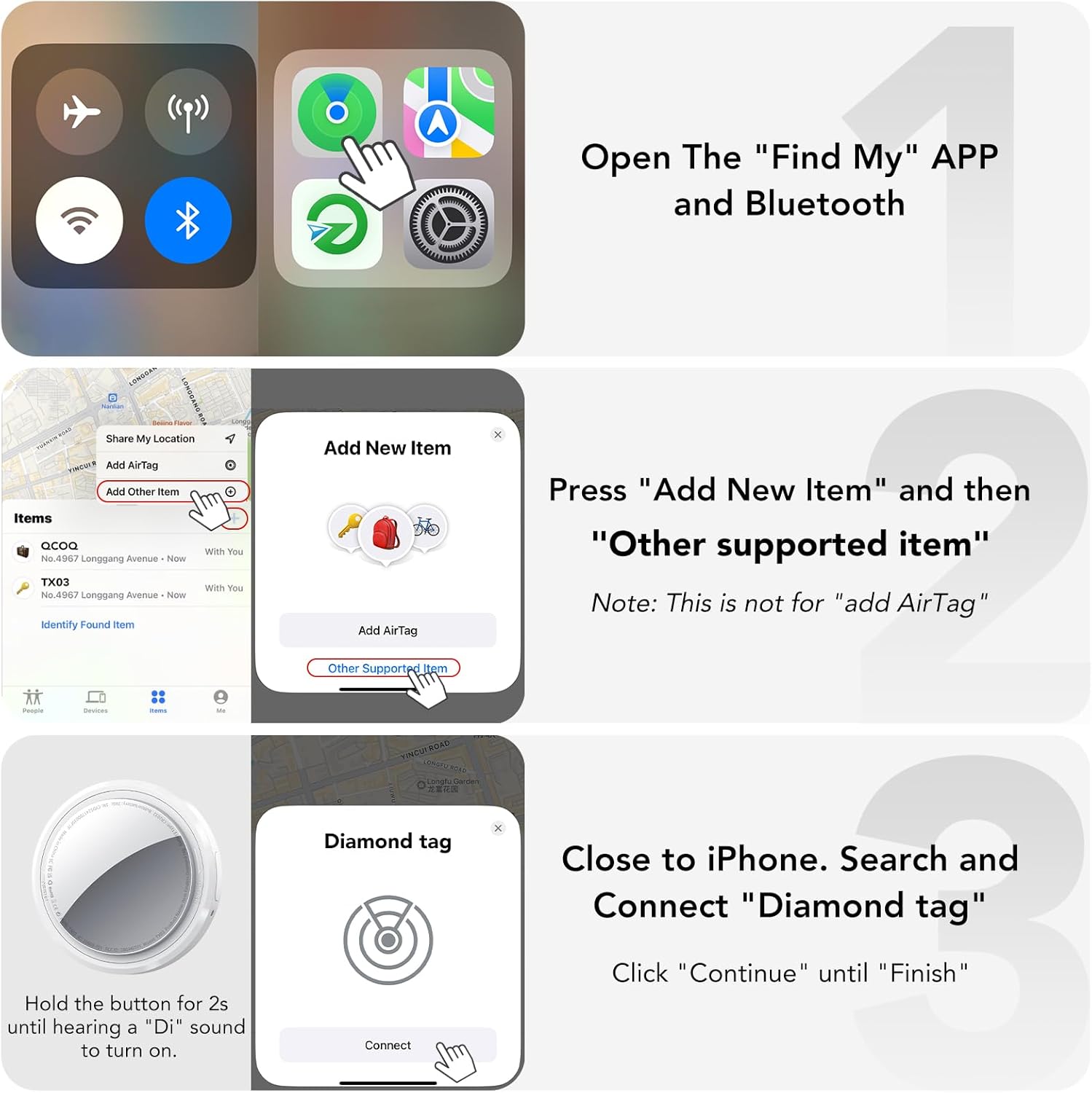 Thumbnail 6 de Tracker Tag Bianco scuro QCOQ (4 pezzi) Bluetooth per Apple Dov’è, con batteria sostituibile