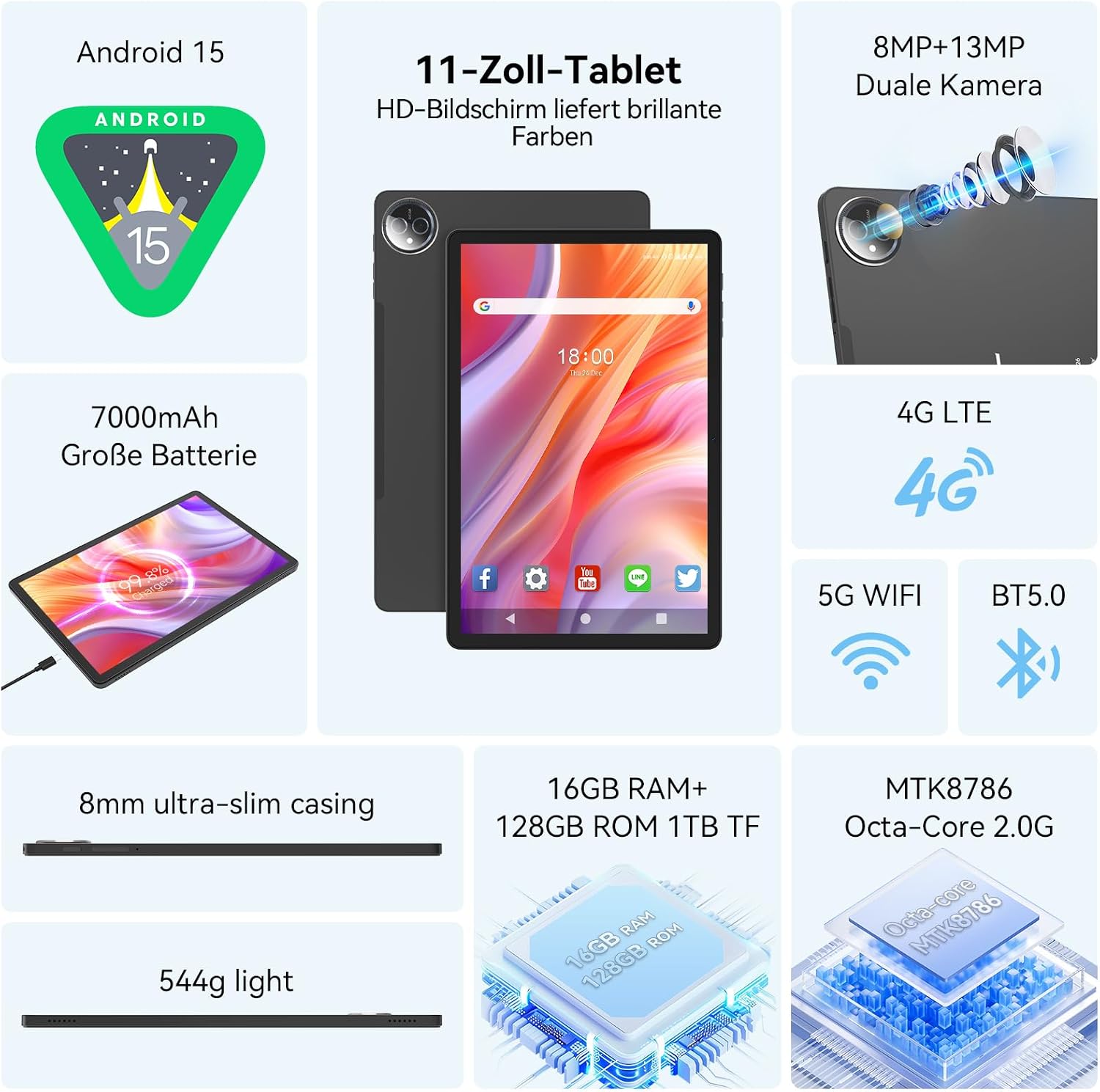 Detalle 2 de Android-Tablet 11 Zoll Android 15 16GB