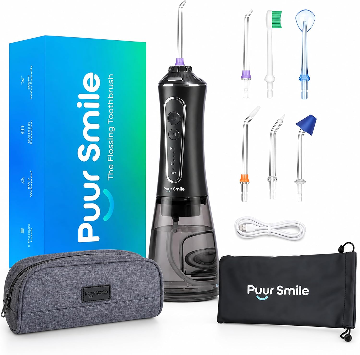 Detalle de Portable Water Flosser Cordless by Puur Smile: Advanced Dental Care in a Travel-Friendly Package