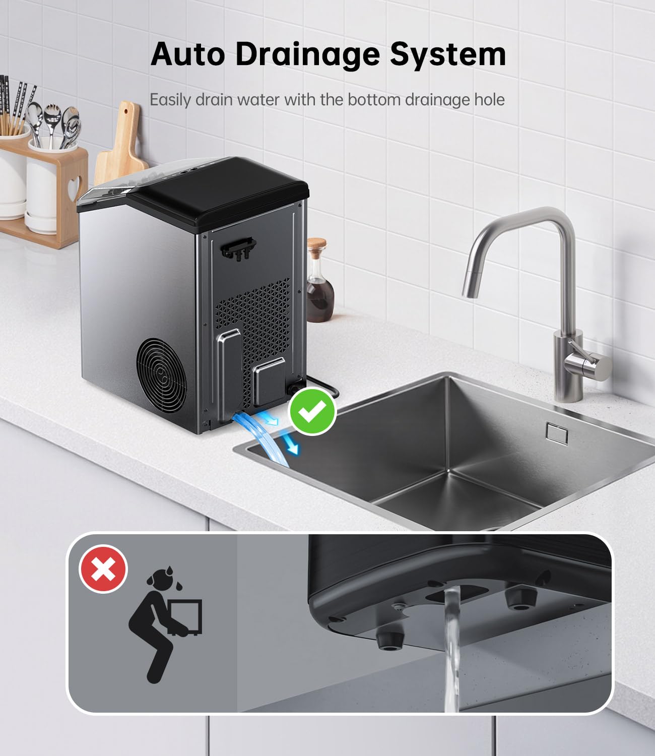 Detalle 2 de WIE WI40USN-B015S-OB-HG-OV Nugget Ice Maker, 40 lb Daily Output