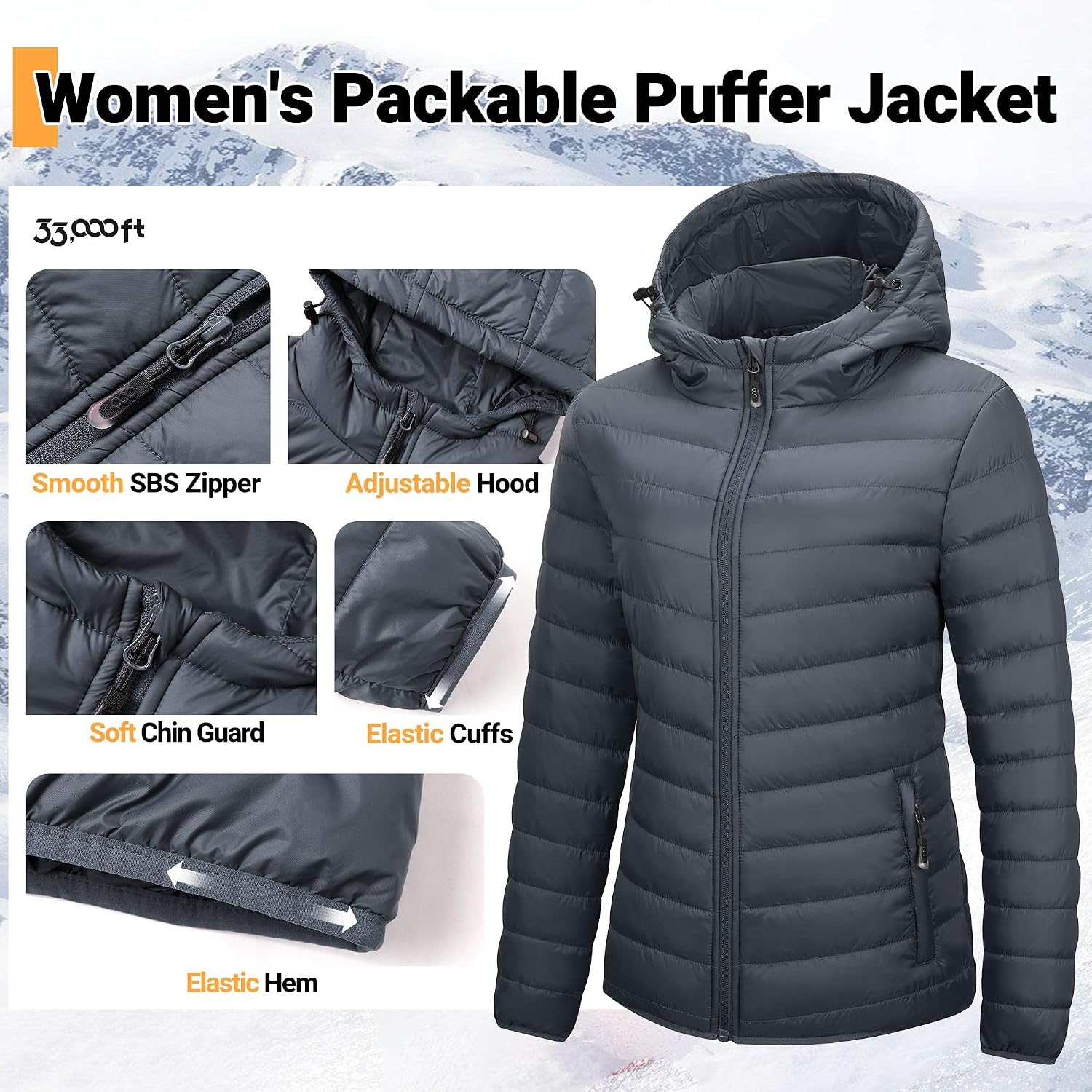 Detalle 2 de 33,000ft Women’s lightweight puffer jacket