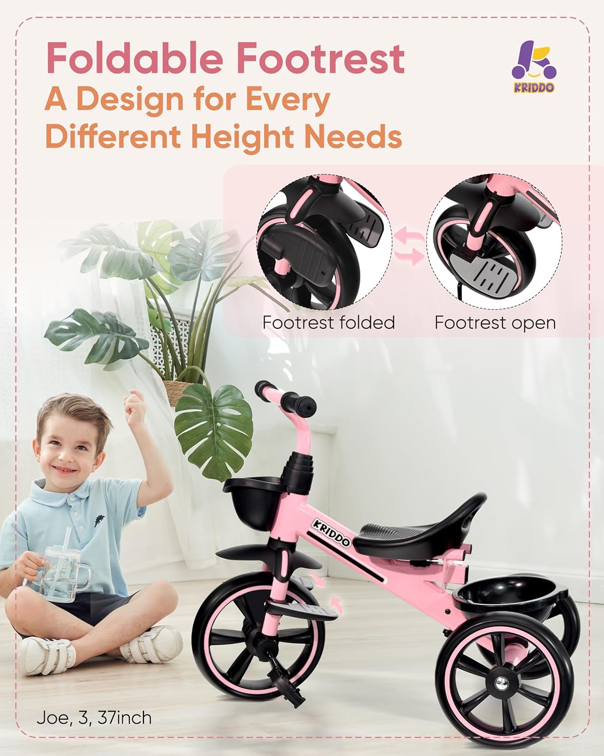 Thumbnail 2 de KRIDDO 2-in-1 Toddler Tricycle 18 Months 🚲