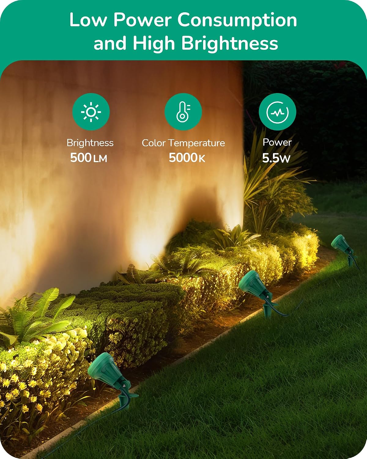 Detalle 1 de EDISHINE HGSL01EF Outdoor LED Spotlights, 4-Pack, 120V, 3 Colour Lenses
