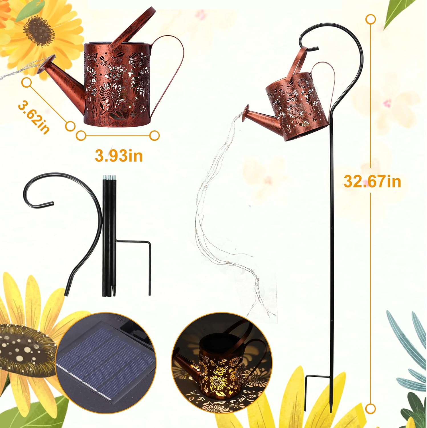 Detalle 2 de ZKLiLi Solar Sunflower Garden Light 33in