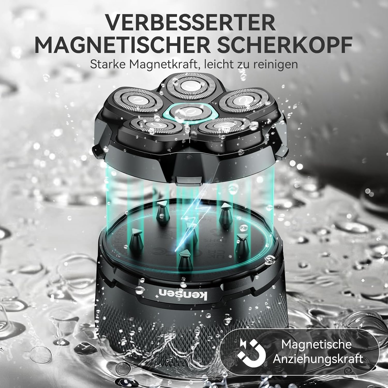 Detalle 2 de kensen Kopfrasierer 160 Min Akku 🪒