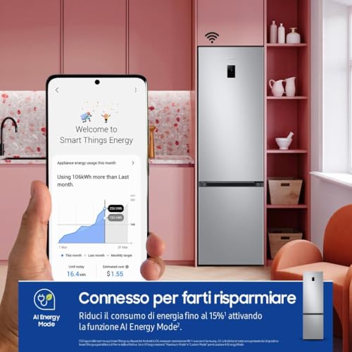 Detalle de Samsung EcoFlex AI RB38C672CSA/EF Frigorifero Combinato 390 L con WiFi, SpaceMax e Total No Frost